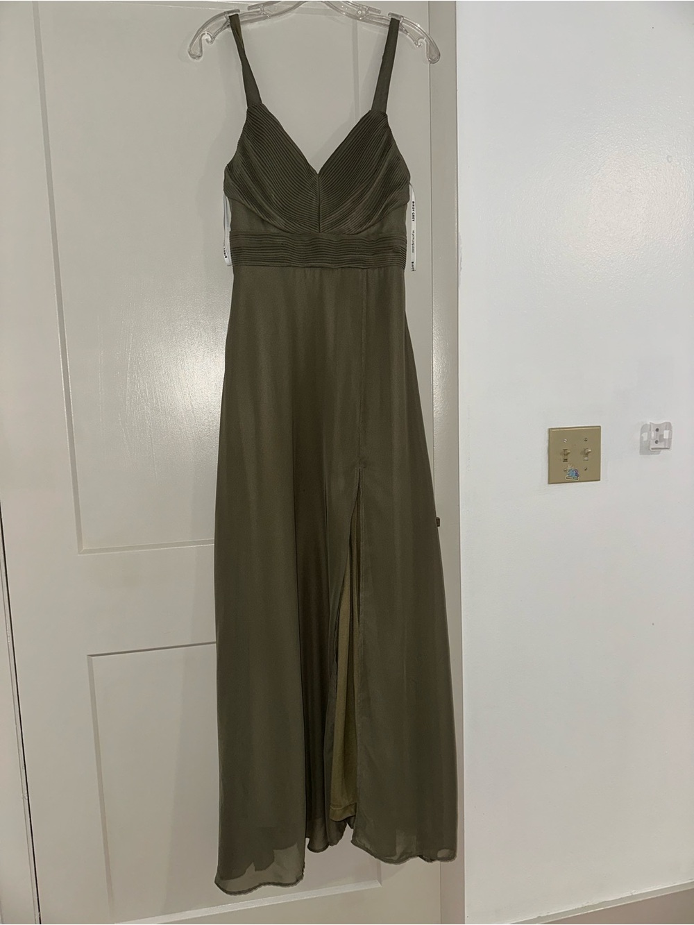 Birdy Grey Olive Maxi Dress with Pleated V-Neck